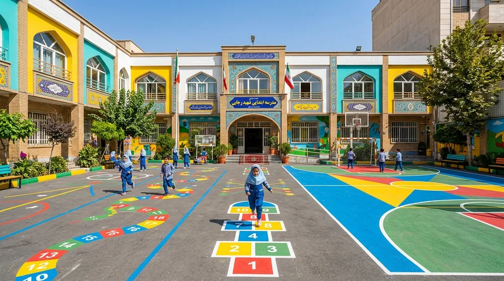 رنگ‌آمیزی حیاط مدرسه و اجرای خط‌کشی بازی‌های حرکتی و حیاط پویا در دبستان